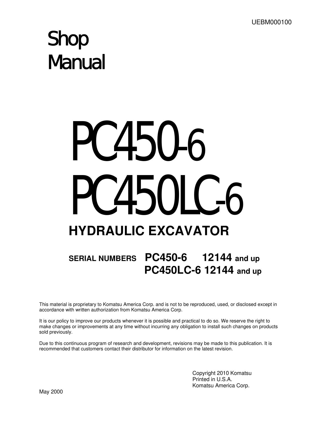 Shop Manual PC450-6 PC450LC-6